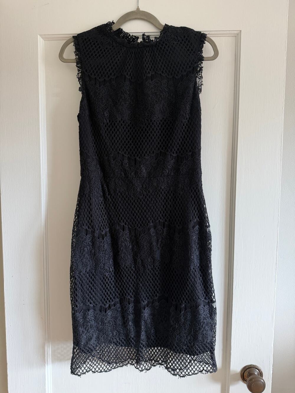 Betsey Johnson Black Lace Fishnet Overlay Sheath Cocktail Dress - Size 8